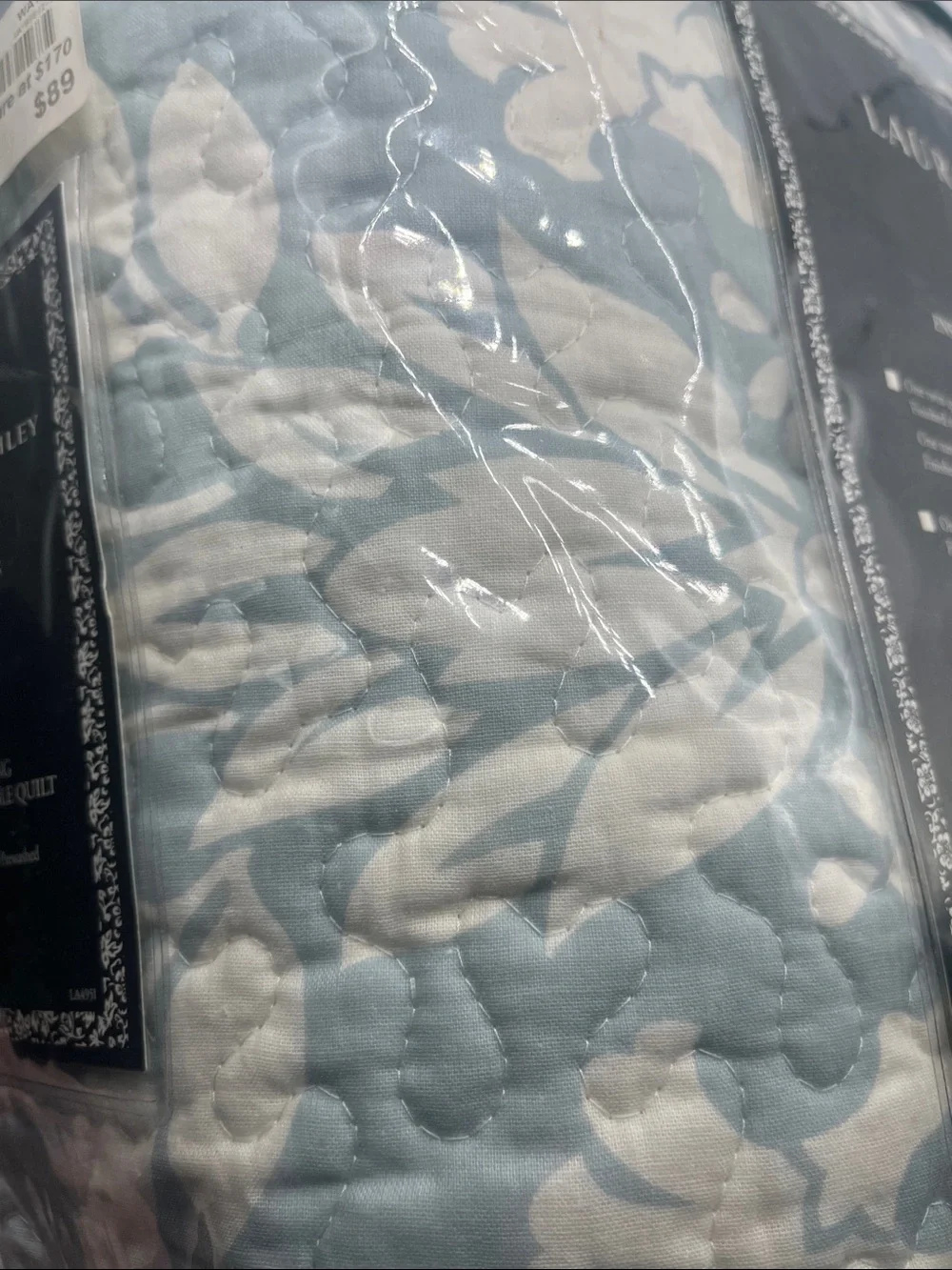 Laura Ashley Rowland Light Blue and White Floral Reversible Quilt